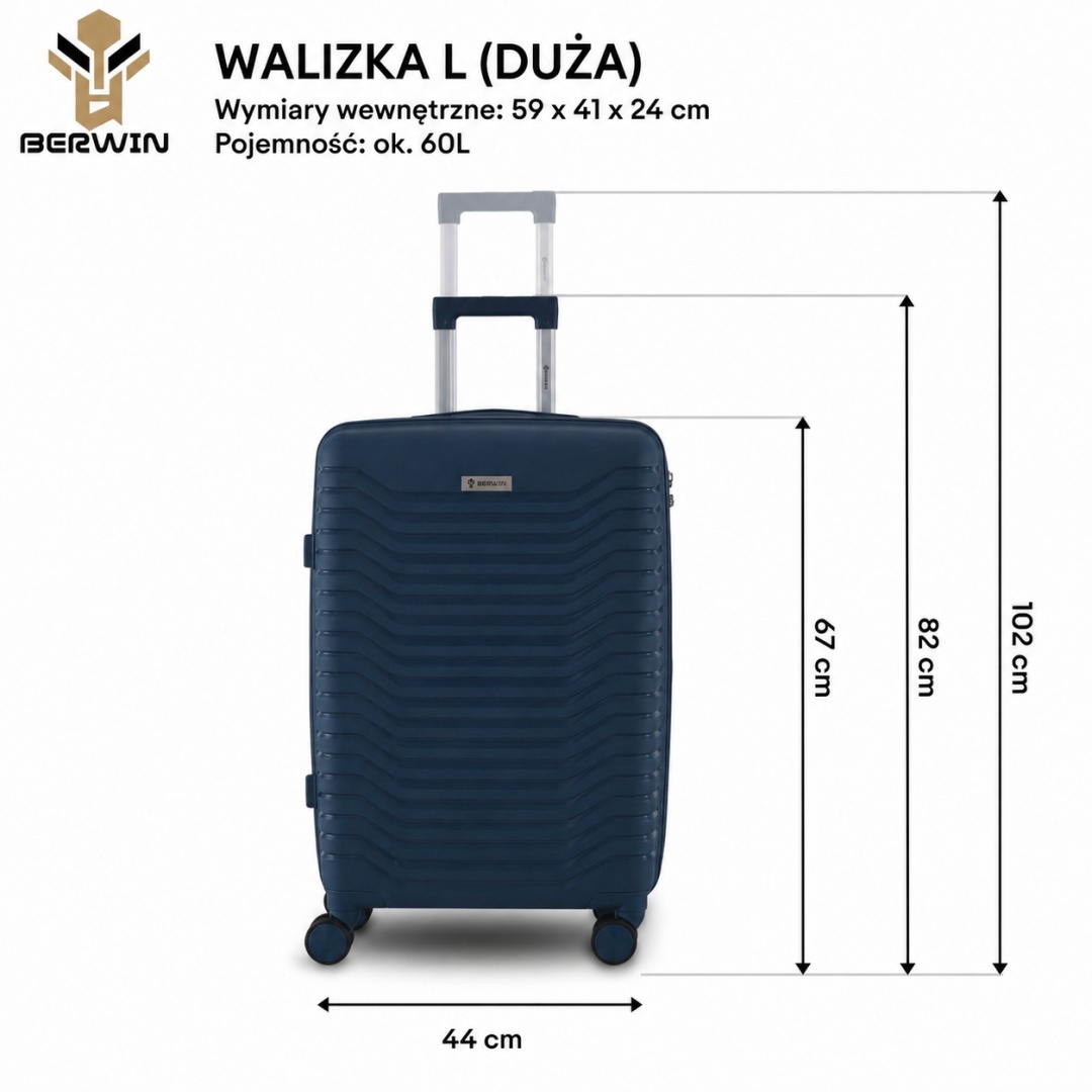 Sada 4 cestovních kufrů s beautycase - tvrdá skořepina, kolečka 360°, TSA zámek M19781